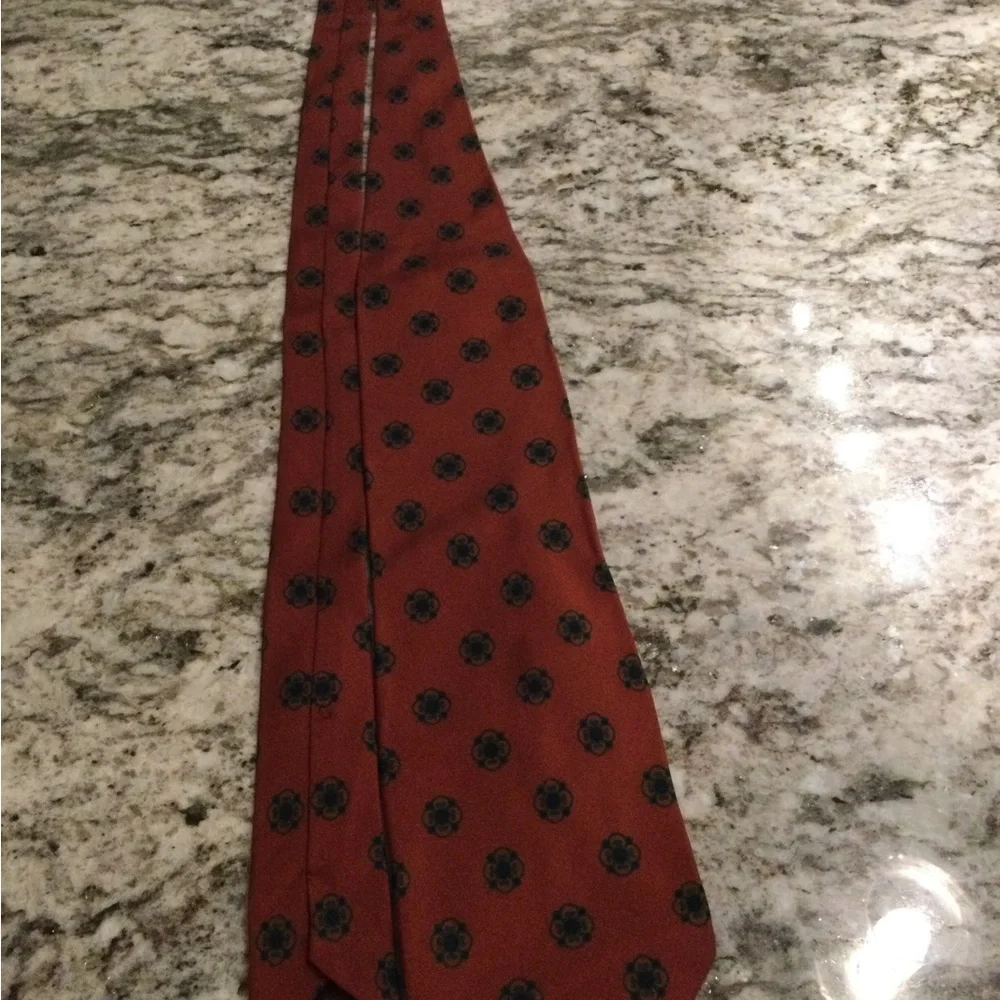 Giorgio Armani Burnt Orange Floral Medallion Silk Tie